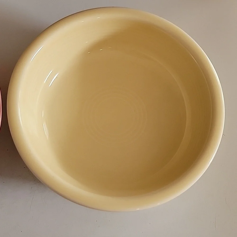 2 Fiesta 7” Bowls burgundy yellow fiestaware pottery